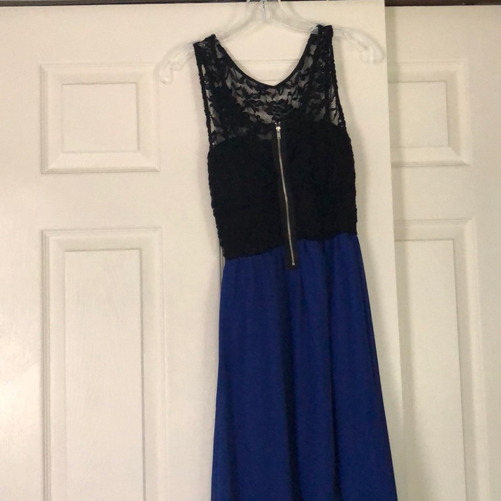 High low blue & black dress.